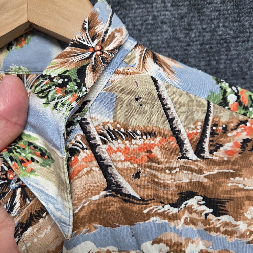 Reyn Spooner Shirt Mens Medium Tailored Fit Aloha Tropical Island Print FLAWS - Picture 5 of 11